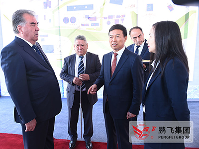 董事长王家安陪同塔吉克斯坦总统埃莫马利·拉赫蒙出席由kok总承包该国日产3300吨水泥生产线EP项目奠基仪式